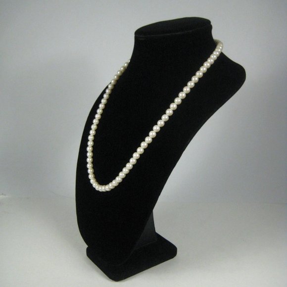 Imitation Pearl Beaded Necklace 25 inch Goldtone Strand Jewelry Vintage - Picture 4 of 7